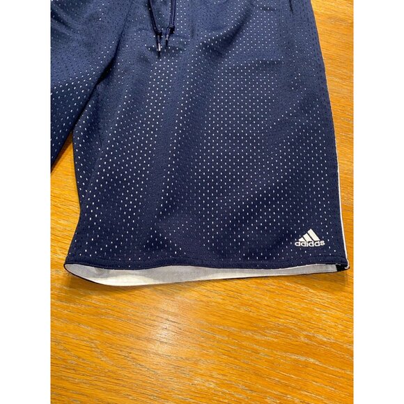 Adidas Navy Blue Mesh Basketball Shorts With Drawstring Waist & Stripes - Picture 2 of 4